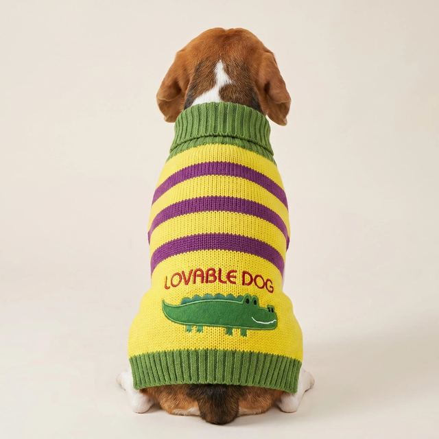 JIANCHI Yellow Crocodile Lovable Dog Sweater Cozy Pet Apparel Custom Size Color Small MOQ Knitwear Direct Factory CW26028