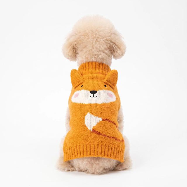 JIANCHI Orange Fox Design Knit Dog Sweater Cozy Pet Apparel Custom Size Color Small MOQ Knitwear Direct Factory CW26037