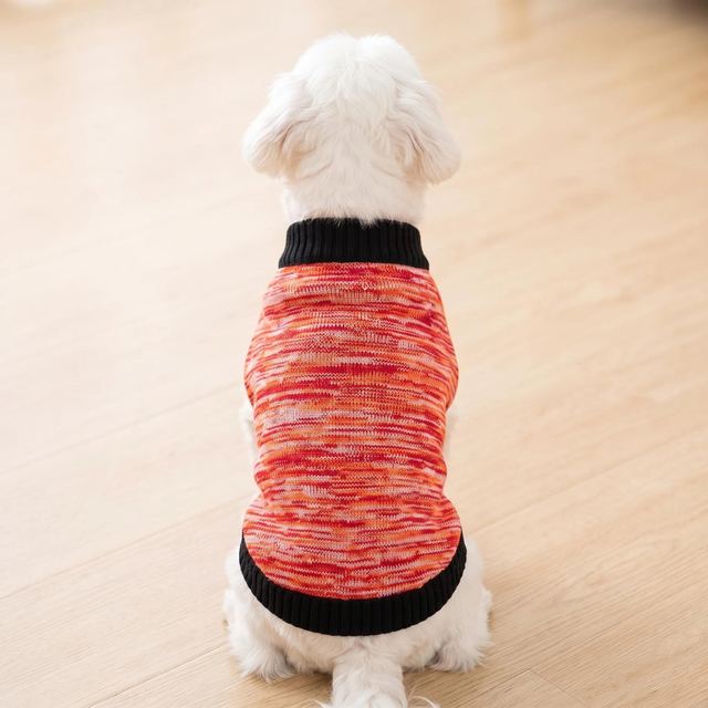 JIANCHI Red Black Marled Knit Dog Sweater for Small Dogs Winter Warm Custom Logo OEM ODM Pet Clothes Manufacturer CW26039