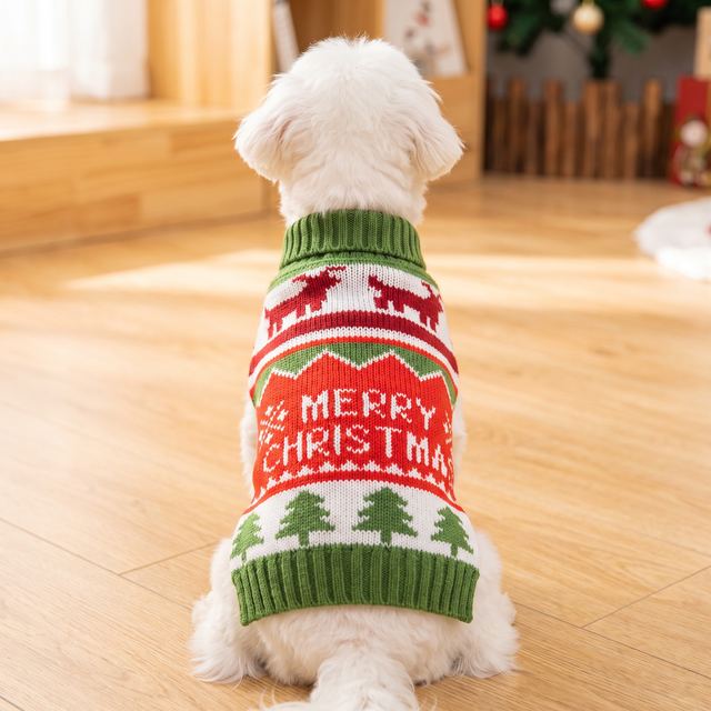 JIANCHI Green Red Christmas Tree Dog Sweater for Small Dogs Winter Warm Custom Logo OEM ODM Pet Clothes Manufacturer CW26071