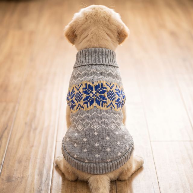JIANCHI Grey Blue Snowflake Fair Isle Dog Sweater for Small Dogs Winter Warm Custom Logo OEM ODM Pet Clothes Manufacturer CW26077