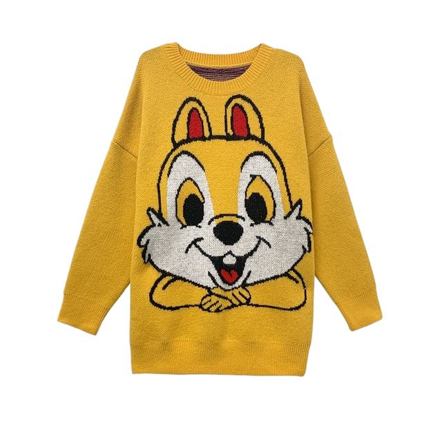 JIANCHI Cartoon Jacquard Crew Neck Knit Sweater Ladies New Design Knitwear Custom Size Logo Service Direct Factory LK22006