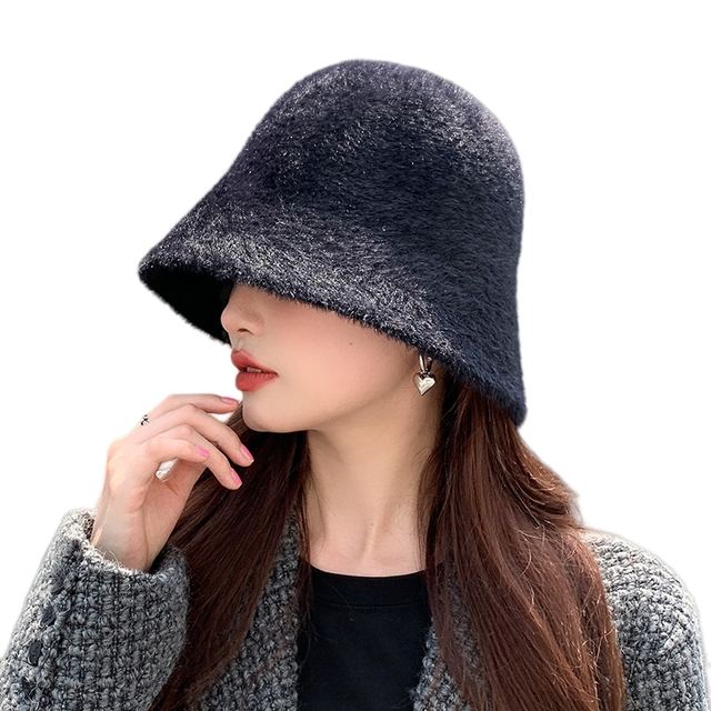 JIANCHI Fuzzy Knit Bucket Hat for Women Winter Warm Casual Wear Custom Logo OEM ODM Manufacturer LK22019