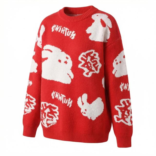 JIANCHI Varsity Ribbed V-Neck Knit Sweater Women Fashion Loose Fit Private Label Custom Color Small MOQ Factory LK22038