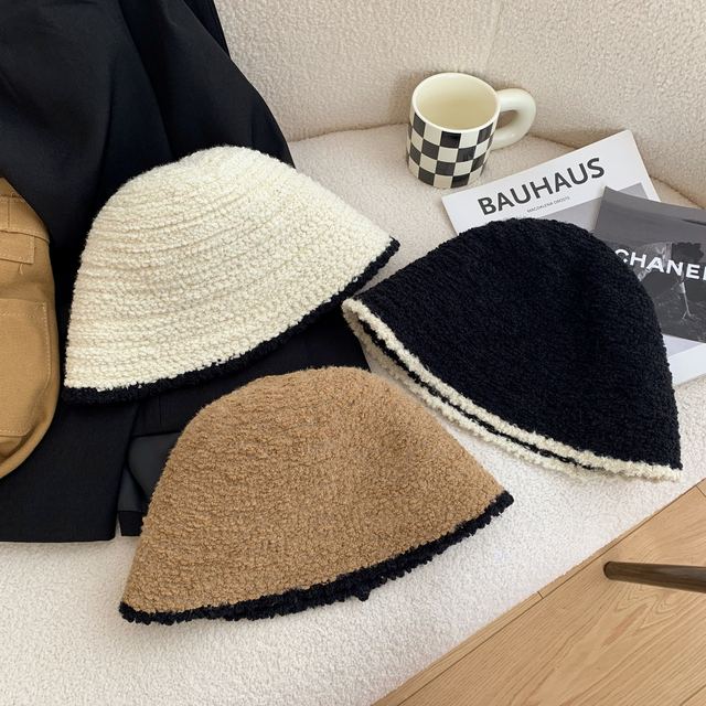 JIANCHI Colorblock Plush Fuzzy Bucket Hat for Women for Women Winter Warm Casual Wear Custom Logo OEM ODM Manufacturer LK23027